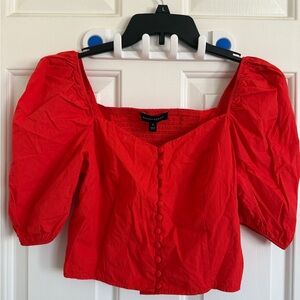 Banana Republic Bright Red Button-Front Blouse